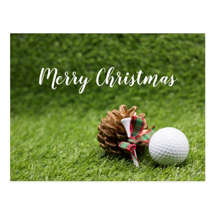 Merry Christmas to golfer with golf ball Card Zazzle.ca