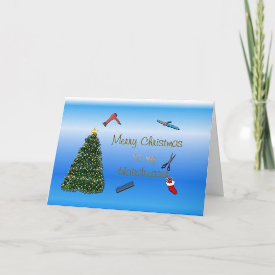 Merry Christmas To Hairdresser Hairstylist Holiday Card Zazzle Ca