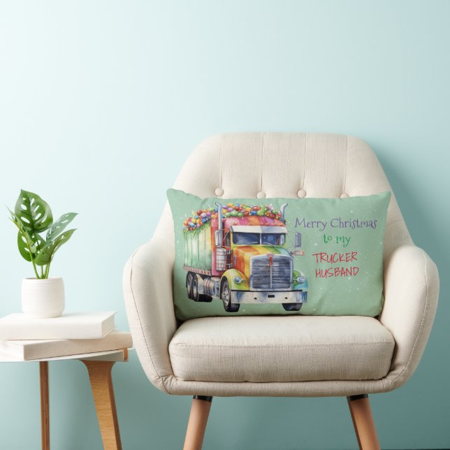 Merry Christmas to my GAY TRUCKER HUSBAND Lumbar Pillow (Chair)