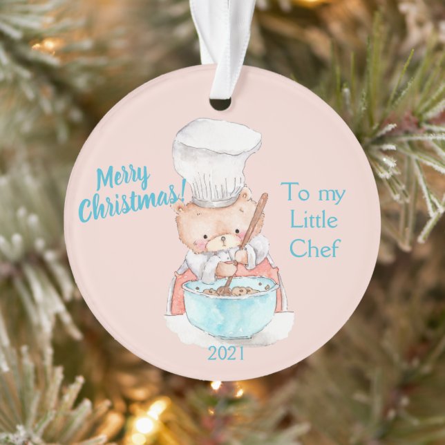 Merry Christmas To My Little Chef | Teddy Bear Orn Ornament (Tree)