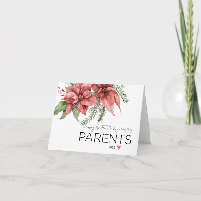 Merry Christmas to My Parents Cute Mom & Dad Xmas  Card (Front)