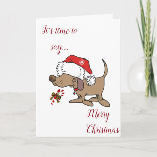 MERRY CHRISTMAS to MY ****TEACHER**** (SANTA DOG) Holiday Card