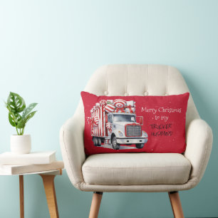 Merry Christmas to my TRUCKER HUSBAND Lumbar Pillow