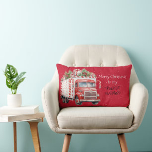 Merry Christmas to my TRUCKER HUSBAND Lumbar Pillow