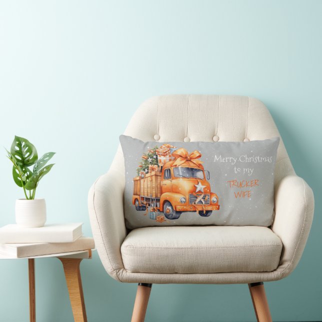 Merry Christmas to my TRUCKER WIFE Lumbar Pillow (Chair)