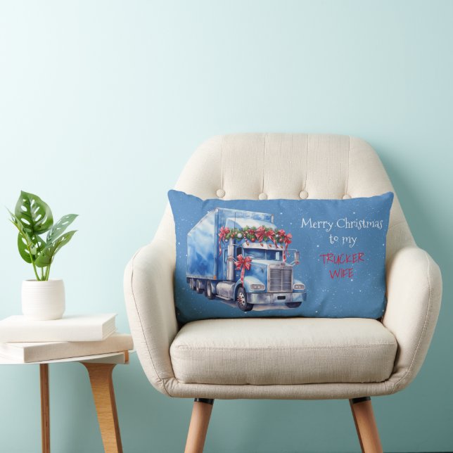 Merry Christmas to my TRUCKER WIFE Lumbar Pillow (Chair)