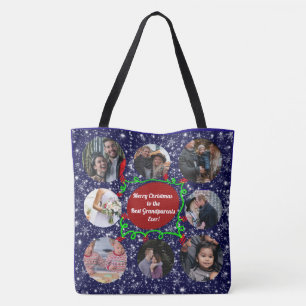Merry Christmas to the Best Grandparents,16 Photos Tote Bag