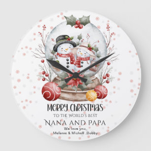 Merry Christmas To The World's Best Grandparents  Large Clock