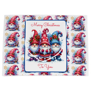 Merry Christmas To You    Holiday Gnomes Large Gift Bag