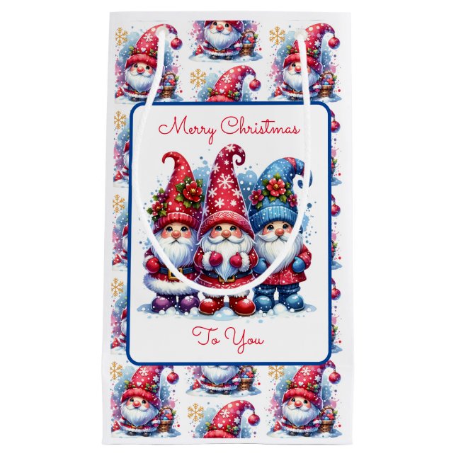 Merry Christmas To You  | Holiday Gnomes Small Gift Bag (Front)