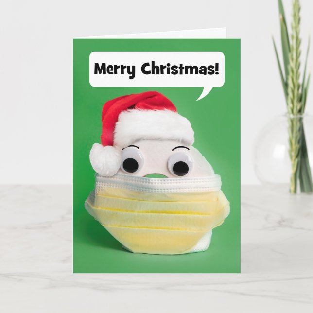 Merry Christmas Toilet Paper in Covid Face Mask Holiday Card (Front)