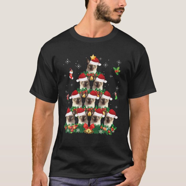 Merry Christmas Tonkinese Cat Santa Tree Pajama Sw T-Shirt (Front)