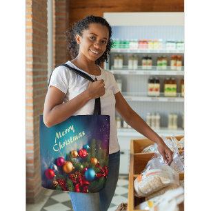 Merry Christmas Tote Bag Custom Personalize Text