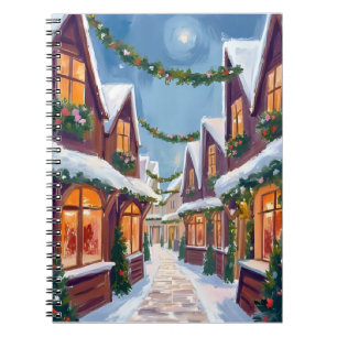Merry Christmas Town Watercolor Holiday Notebook