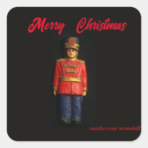 MERRY CHRISTMAS TOY SOLDIER SQUARE STICKER