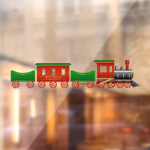Merry Christmas Toy Train Set Window Cling