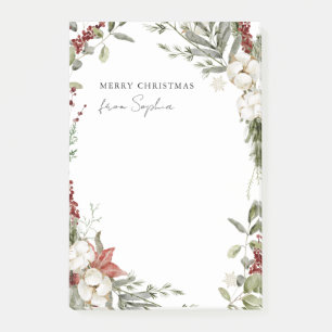 Merry Christmas Traditional Holiday Florals Post-it Notes