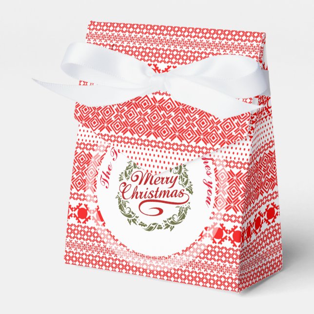 MERRY CHRISTMAS Traditional Name Favour Box tent (Front Side)
