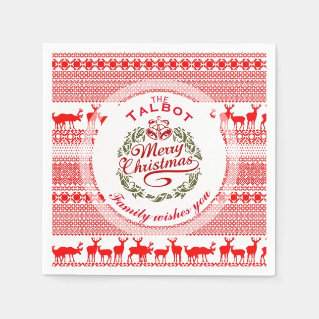 MERRY CHRISTMAS Traditional personalized P Napkin (Front)