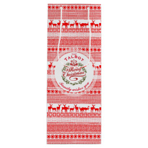 MERRY CHRISTMAS Traditional personalized Wine Gift Bag