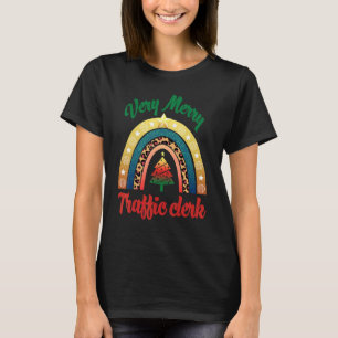 Merry Christmas Traffic Clerk Rainbow Profession T-Shirt