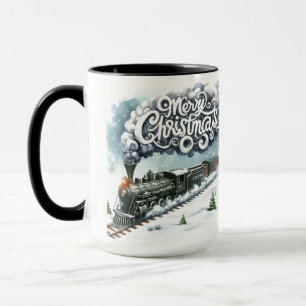 Merry Christmas Train Coffee Mug Cup