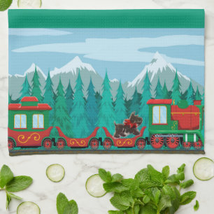 Merry Christmas Train Kitchen Towel