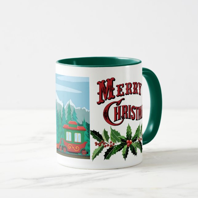 Merry Christmas Train Mug (Front Right)