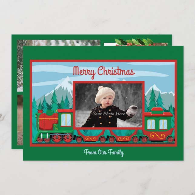 Merry Christmas Train Photo Holiday Card (Front/Back)