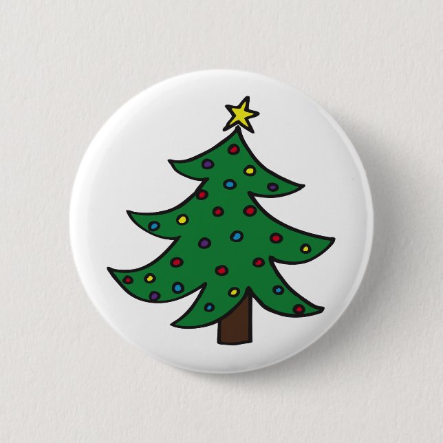 Merry Christmas Tree 2 Inch Round Button (Front)