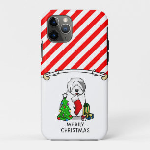 Merry Christmas Tree 2 Old English Sheepdog Grey 1 iPhone 11 Pro Case