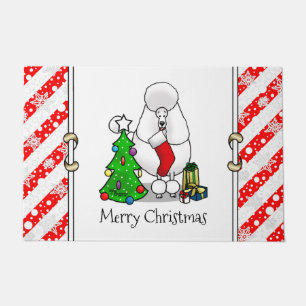 Merry Christmas Tree 2 Poodle (white) Dog Cute Doormat