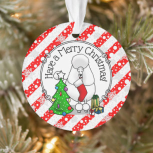 Merry Christmas Tree 2 Poodle (white) Dog Cute Ornament
