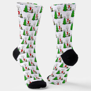 Merry Christmas Tree 2 Poodle (white) Dog Cute Socks