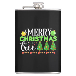 Merry Christmas Tree-34564 Hip Flask