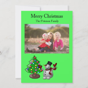 Merry Christmas Tree & 3D Snowman Flat Card
