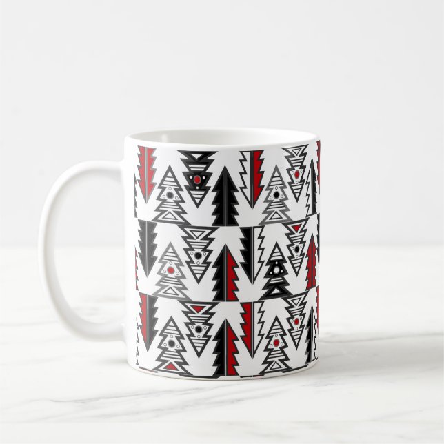 Merry Christmas tree abstract modern geometrical o Coffee Mug (Left)