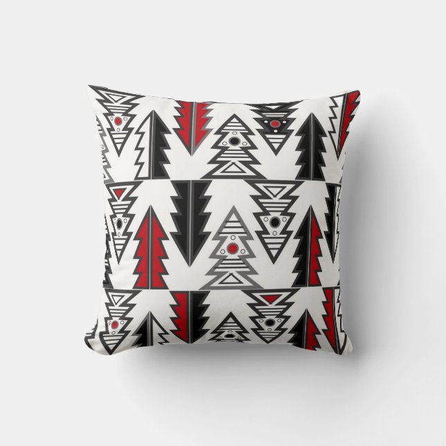Merry Christmas tree abstract modern geometrical o Throw Pillow (Front)