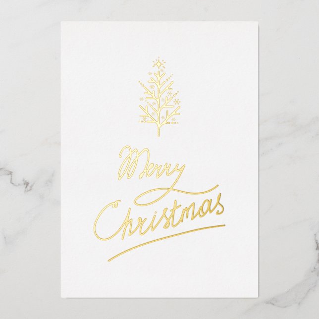 Merry Christmas Tree | Add Your Photo Foil Holiday Card (Front)