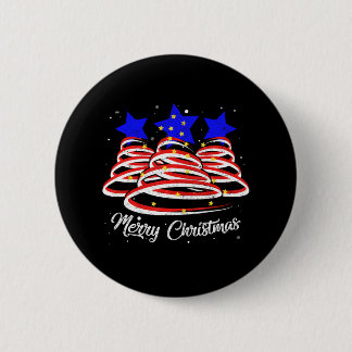Merry Christmas Tree American Flag Funny US Flag 2 Inch Round Button