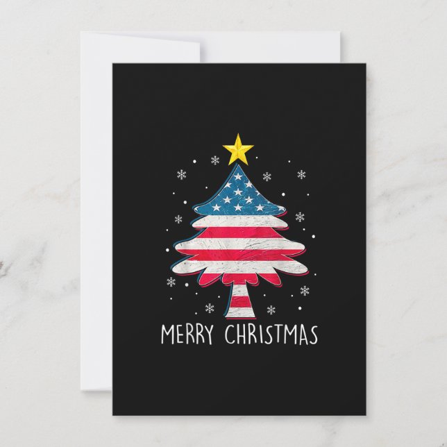Merry Christmas Tree American Flag Funny US Flag X Invitation (Front)