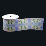 Merry Christmas Tree And Frosty Snowman Watercolor Satin Ribbon<br><div class="desc">Gift Giving Package Satin Ribbon printed with Merry Christmas Tree And Frosty Snowman Watercolor painting original artwork design and select products collection by TheFabricSeal print on demand shop at Zazzle.com #ZazzleMade https://www.zazzle.com/store/thefabricseal TheFabricSeal©️Original. This cheerfully fun design image print is a hand painted watercolor painting is a whimsical wintertime season landscape...</div>