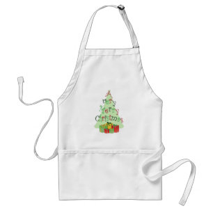 Merry Christmas Tree and Gifts Holiday Aprons