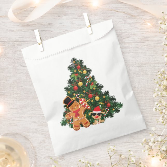Merry Christmas Tree and Ornaments  Favour Bag (Clipped)