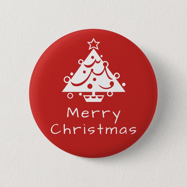 Merry Christmas Tree Badge 2 Inch Round Button (Front)