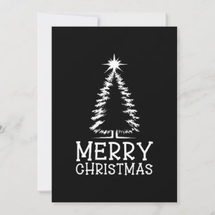 Merry Christmas Tree Black Chic Distressed Grunge Holiday Card