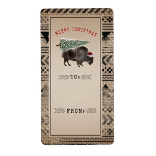 Merry Christmas Tree Buffalo Burlap To From Gift