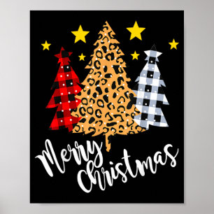 Merry Christmas Tree Buffalo Plaid Red Green Xmas  Poster