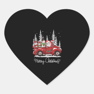 Merry Christmas Tree Buffalo Plaid Red Truck Heart Sticker