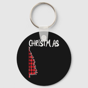 Merry Christmas Tree Buffalo Plaid Xmas Couples Ma Keychain